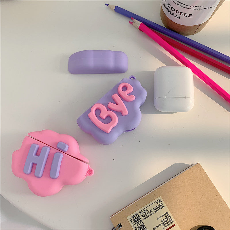 AirPod 2 Case 3D HI BYE Cloud Letter Cartoon Soft Silicone Wireless Earphone Cases For   Airpods Case Cute Cover - Genyornis Store