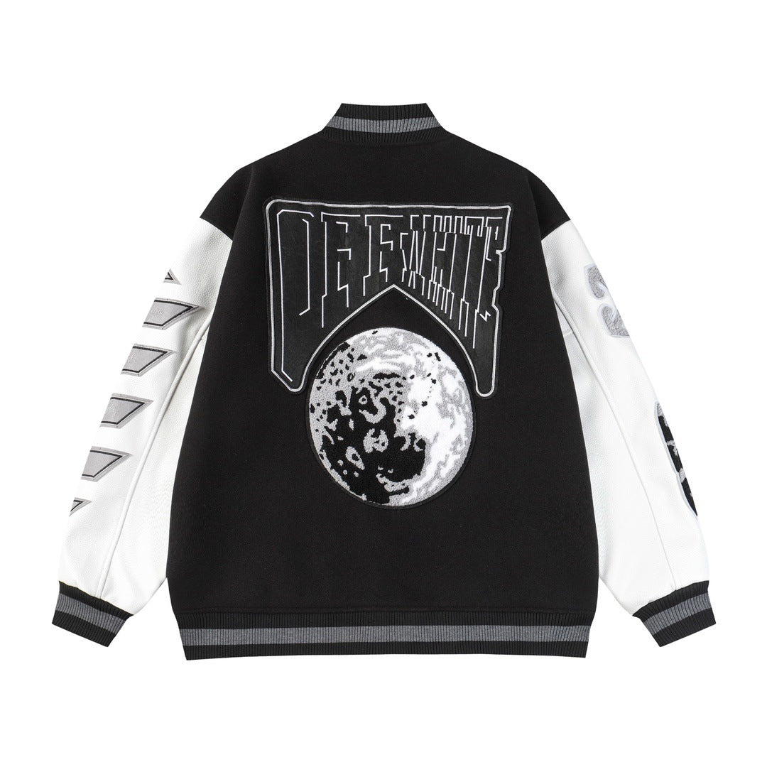 Moon Letter Pattern Baseball Uniform Jacket - Genyornis Store