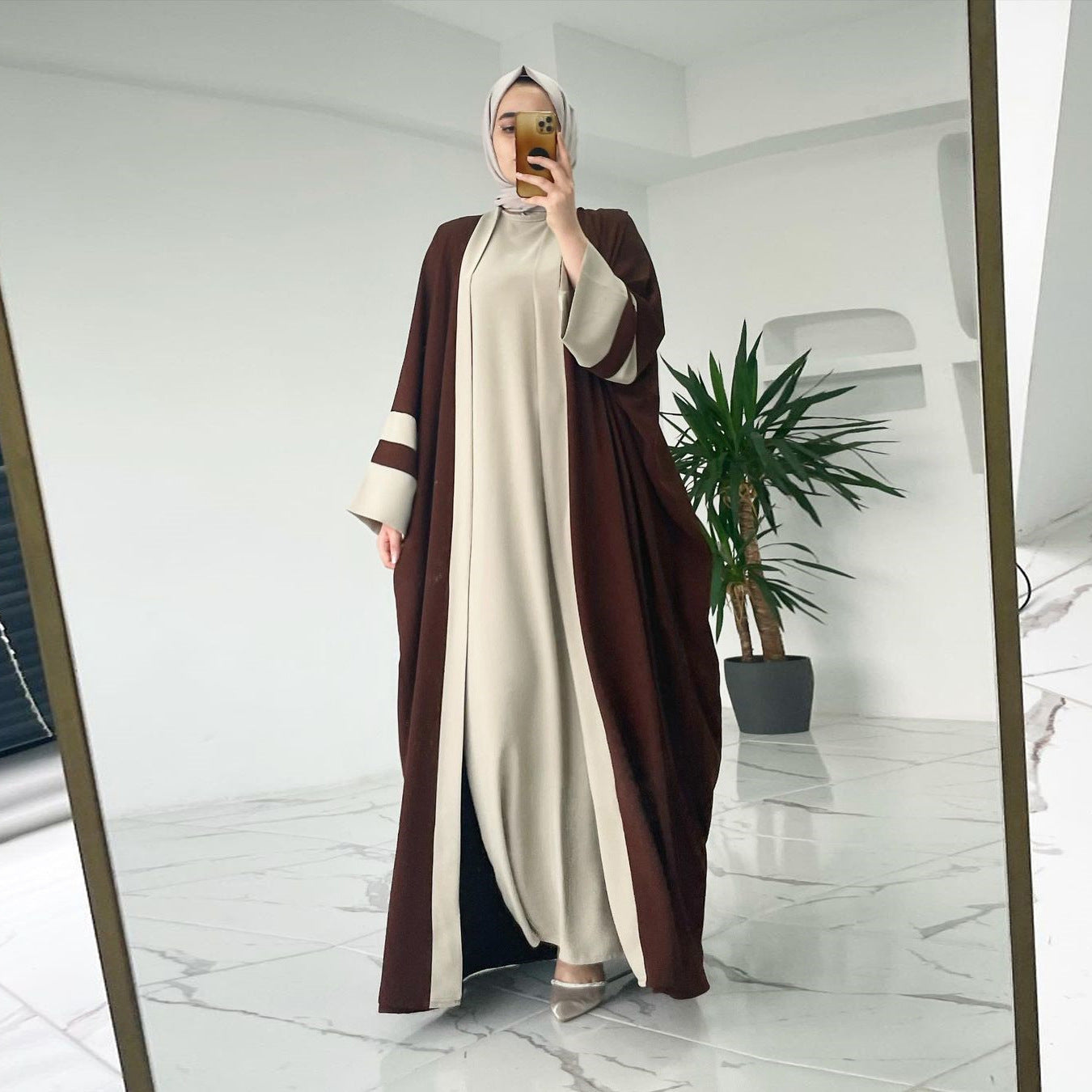 Women's Muslim Long Dress Abaya Two-piece Suit