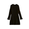 Fashion Solid Ribbed Knitted Dress Fall And Winter Slim-fit Stand-up Collar A-line Dresses