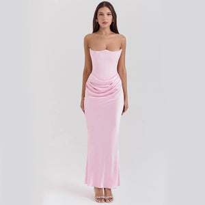 Slim Tube Top Long Dress Sexy Fashion Bandeau Backless Party Evening Dresses For Women Clothing