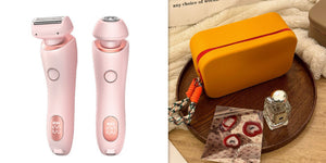 2 In 1 Hair Removal Epilator USB Rechargeable Trimmer Women Body Razor