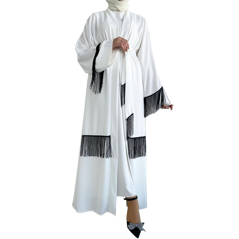 Arab Dubai Ethnic Clothes Middle East Abaya Coat Tassle Fashion Dress