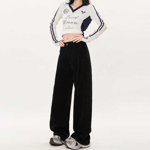 Autumn And Winter College Style Straight-leg Pants Corduroy Wide-leg Pants - Genyornis Store