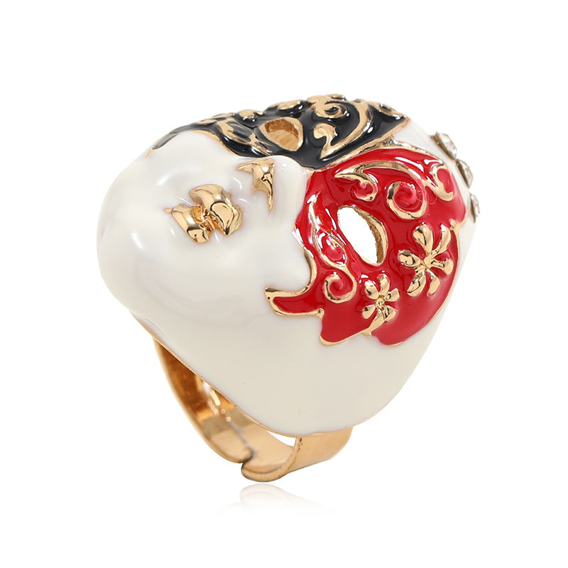 Creative Chinese Style Quintessence Peking Opera Facial Mask Ring