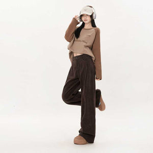 Autumn And Winter College Style Straight-leg Pants Corduroy Wide-leg Pants - Genyornis Store