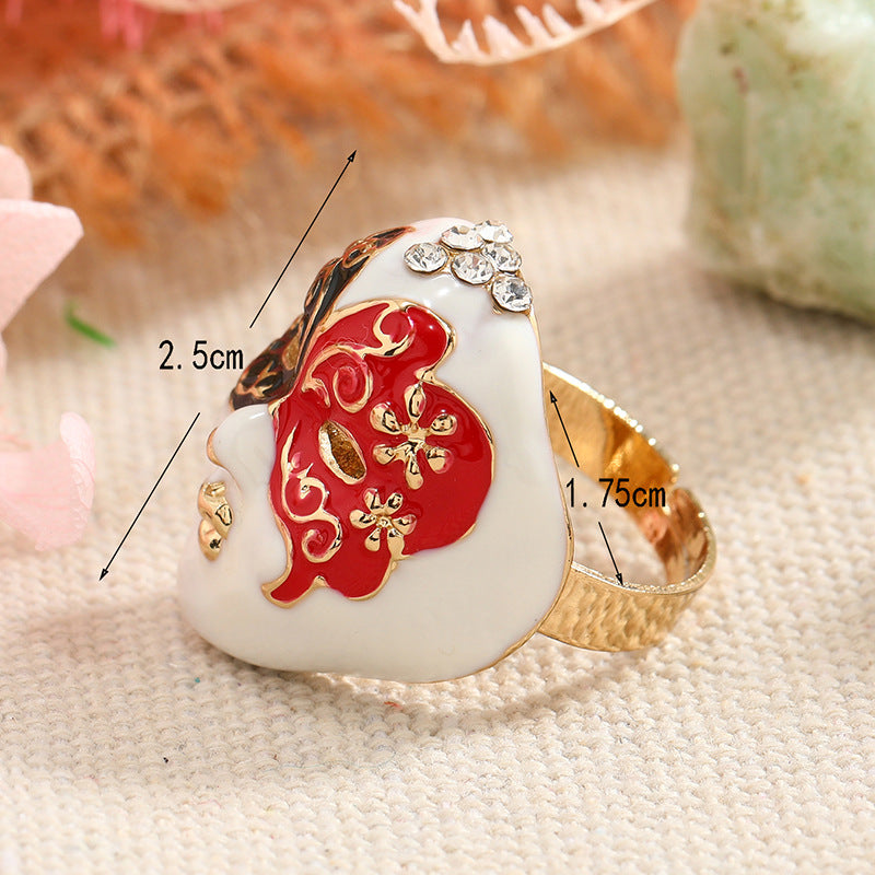 Creative Chinese Style Quintessence Peking Opera Facial Mask Ring