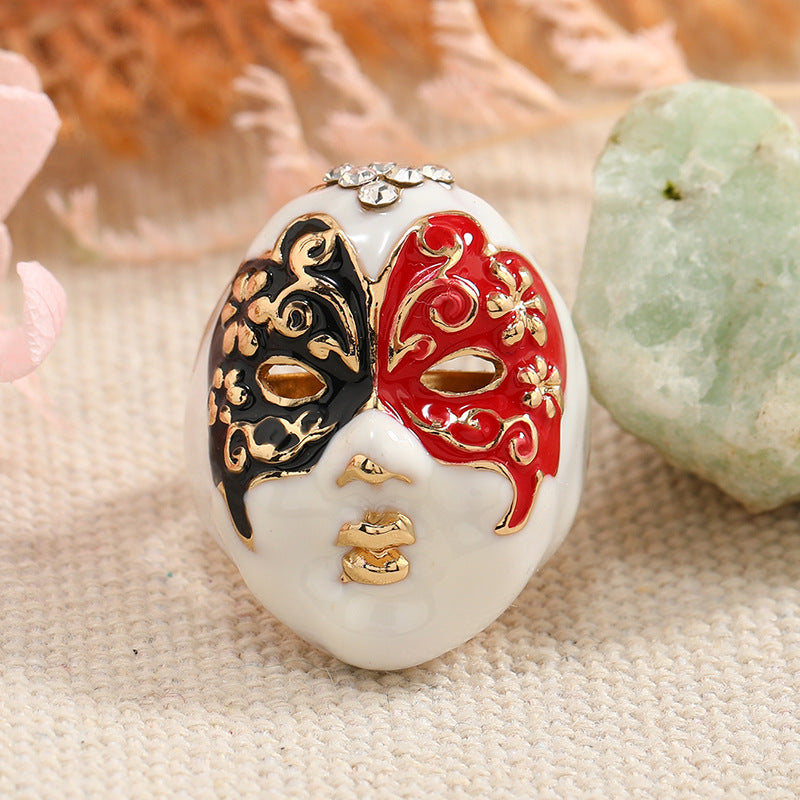 Creative Chinese Style Quintessence Peking Opera Facial Mask Ring