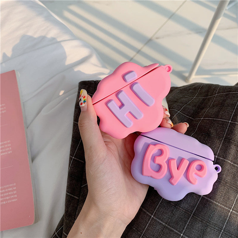 AirPod 2 Case 3D HI BYE Cloud Letter Cartoon Soft Silicone Wireless Earphone Cases For   Airpods Case Cute Cover - Genyornis Store